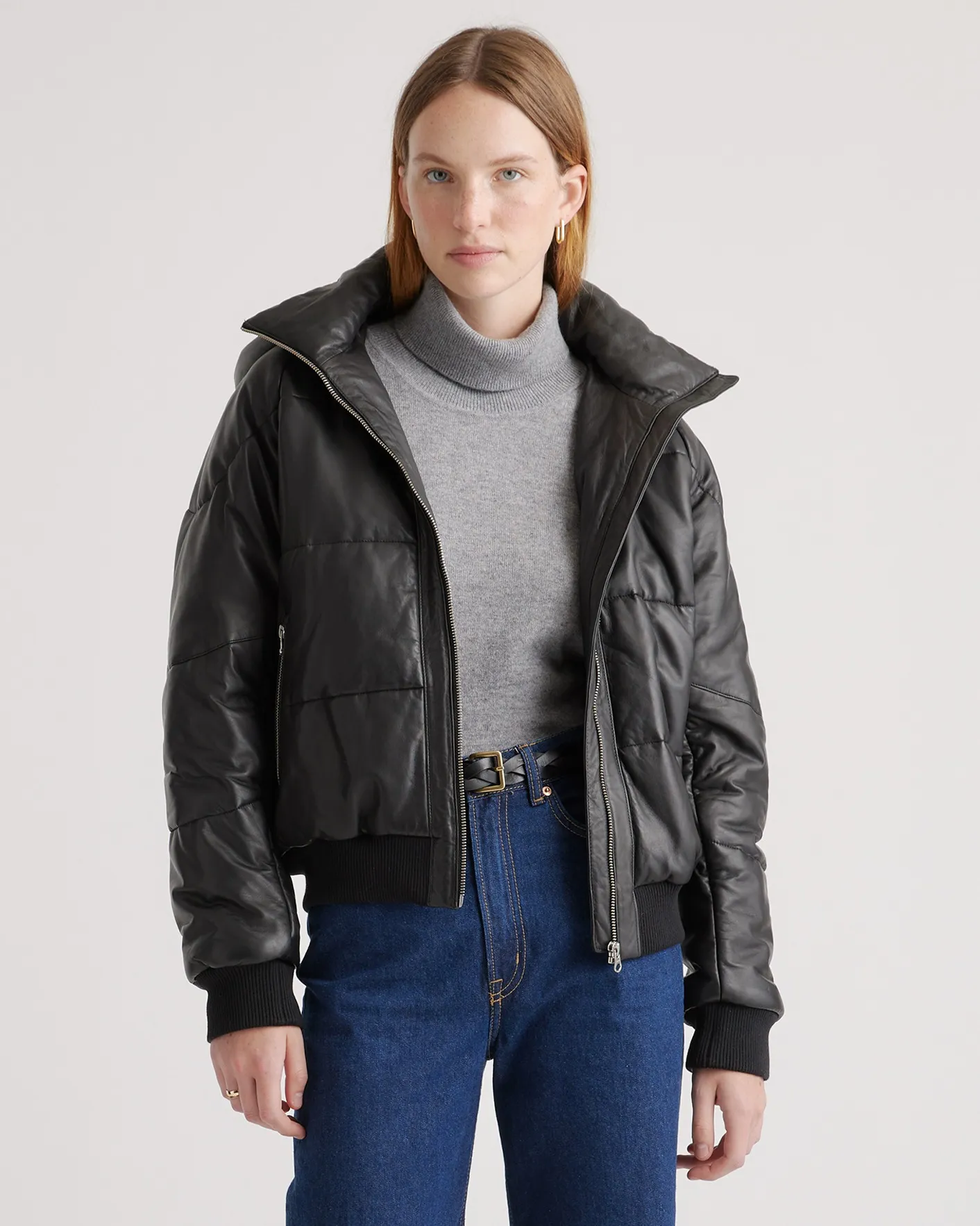 100% Leather Puffer Jacket