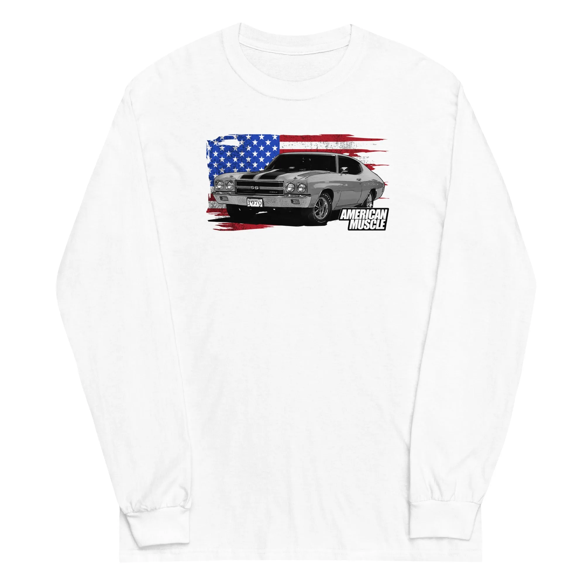 1970 Chevelle Long Sleeve Shirt With American Flag