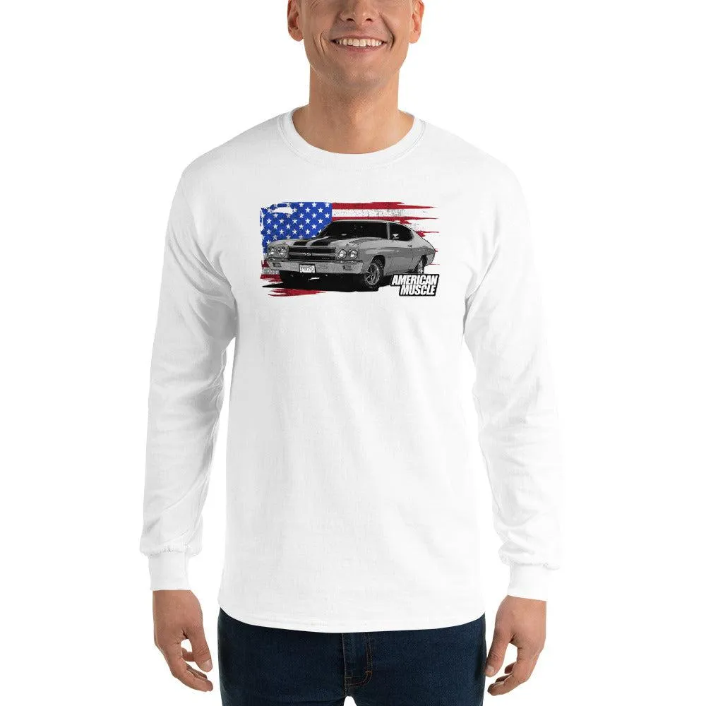 1970 Chevelle Long Sleeve Shirt With American Flag