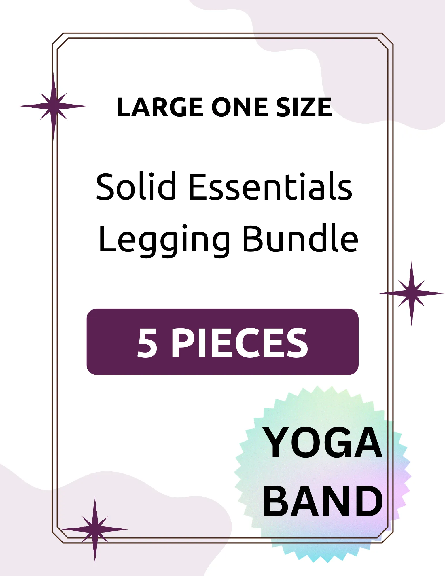 5-Pack Essential Solids YOGA Leggings - Large One Size