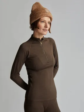 Always Warm Base Layer Half Zip - Deep Chocolate Marl