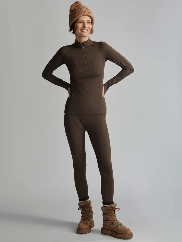 Always Warm Base Layer Half Zip - Deep Chocolate Marl