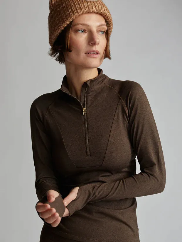 Always Warm Base Layer Half Zip - Deep Chocolate Marl