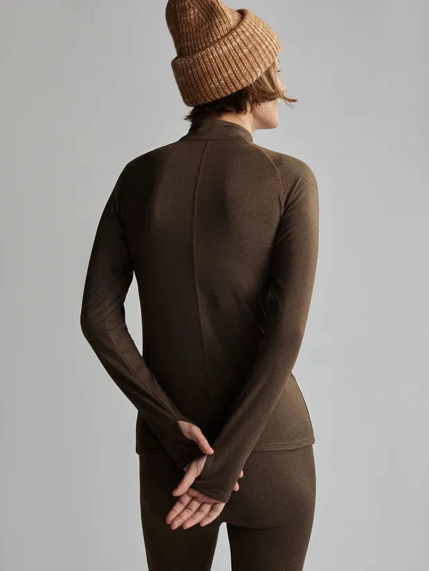 Always Warm Base Layer Half Zip - Deep Chocolate Marl