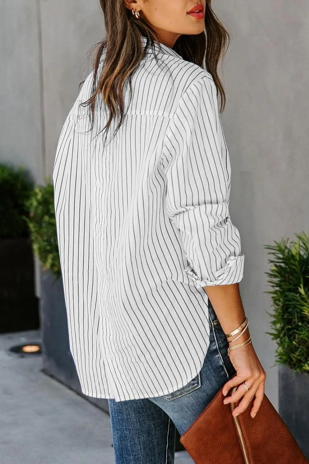 Angelina Striped Button Up Long Sleeve Shirt