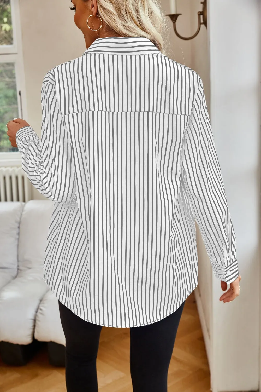 Angelina Striped Button Up Long Sleeve Shirt