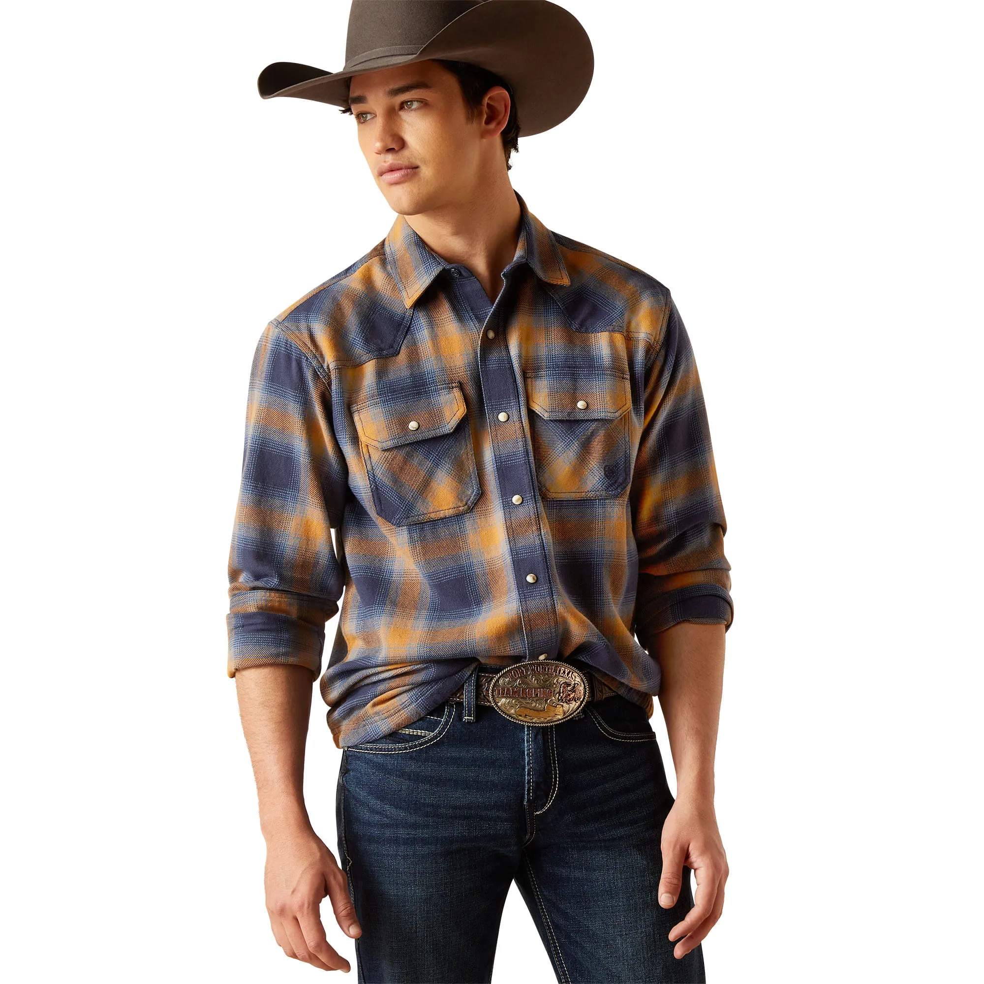 Ariat Mens Hershel Comb Honey Retro Fit Long Sleeve Shirt