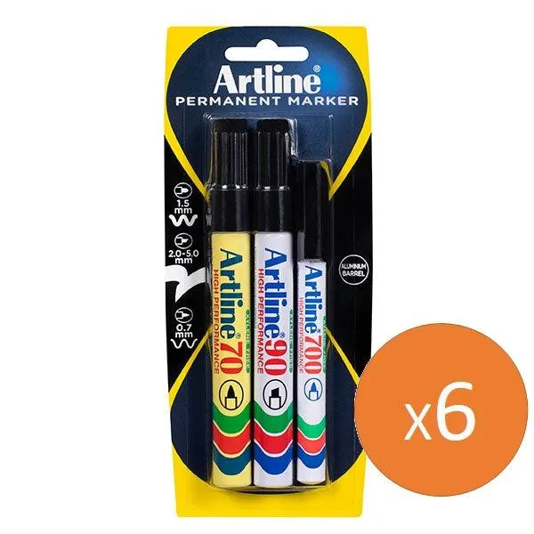 Artline 70/90/700 Permanent Marker Black Assorted Pack 18