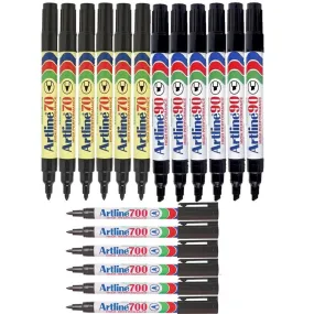 Artline 70/90/700 Permanent Marker Black Assorted Pack 18