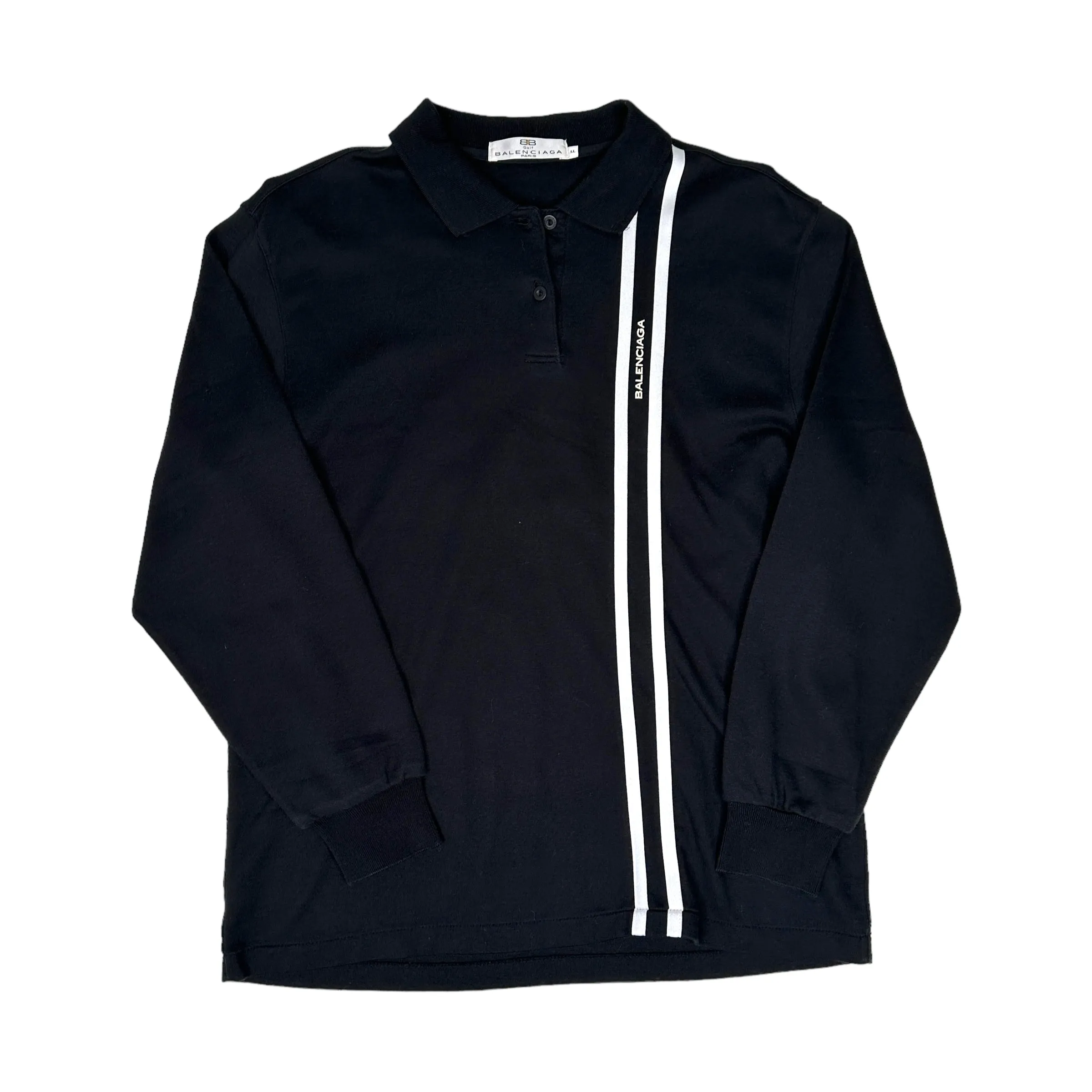 BALENCIAGA GOLF LONG SLEEVE POLO SHIRT - BLACK