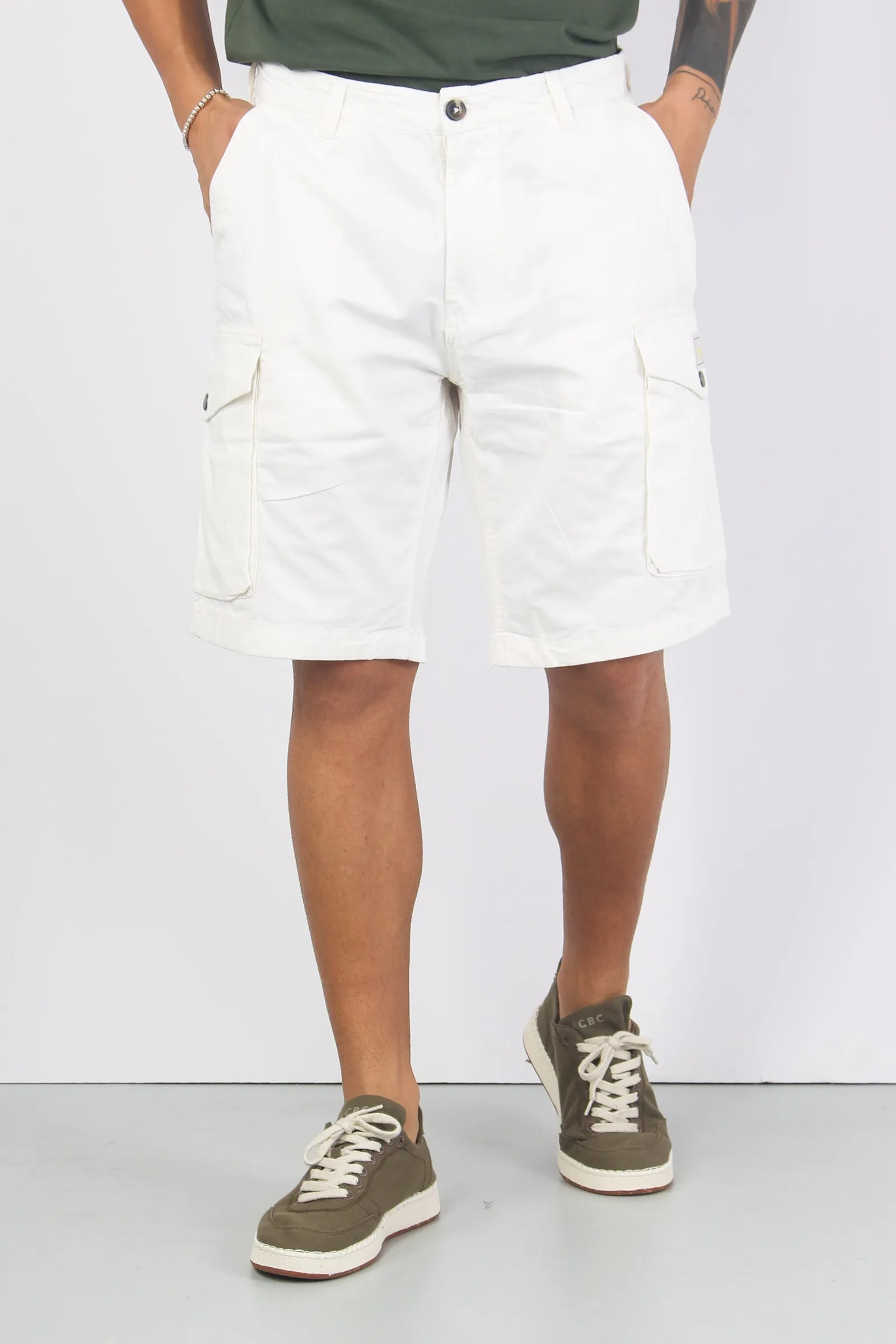 Bermuda Cotone Cargo Bianco