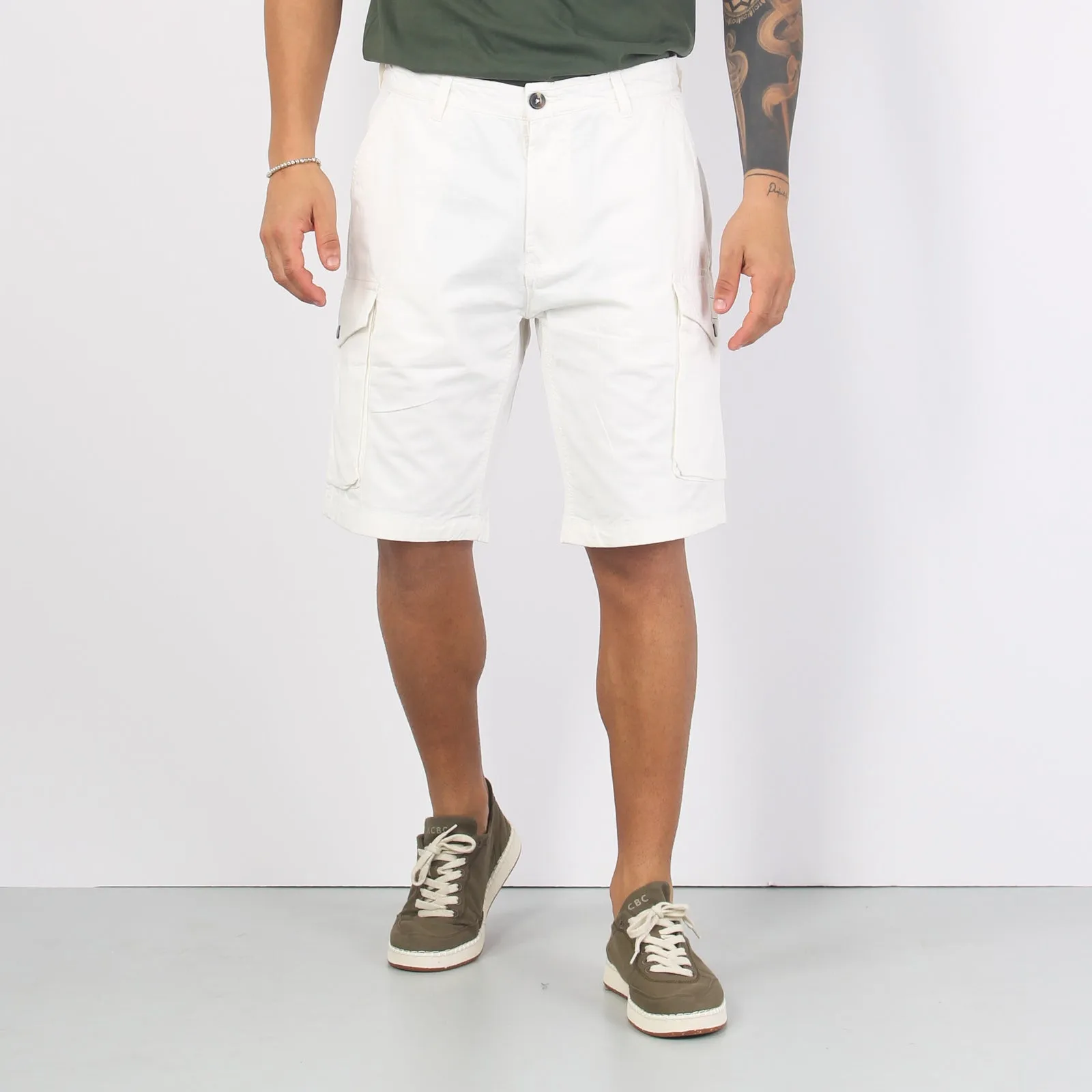 Bermuda Cotone Cargo Bianco