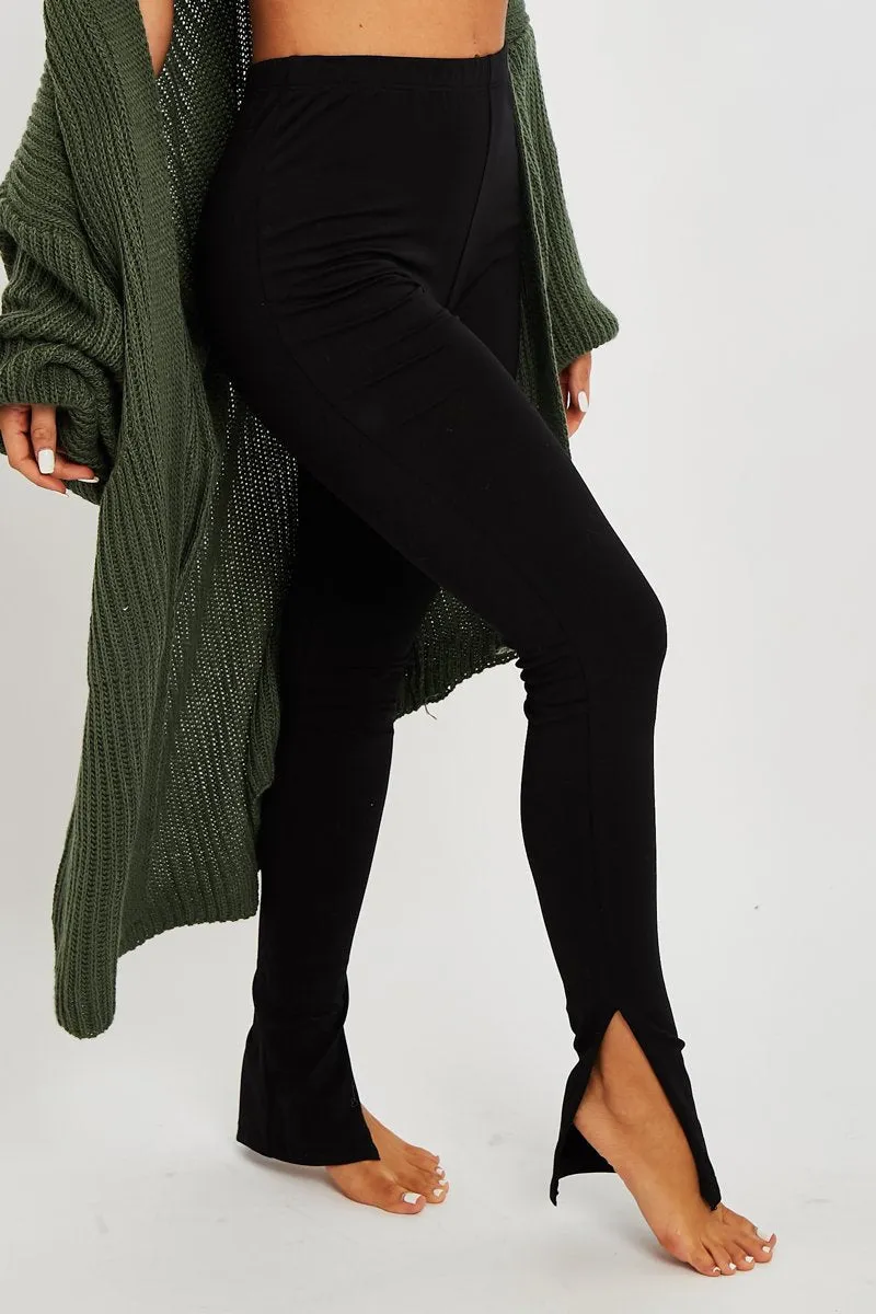 Black Side Split Leggings - Oliviah