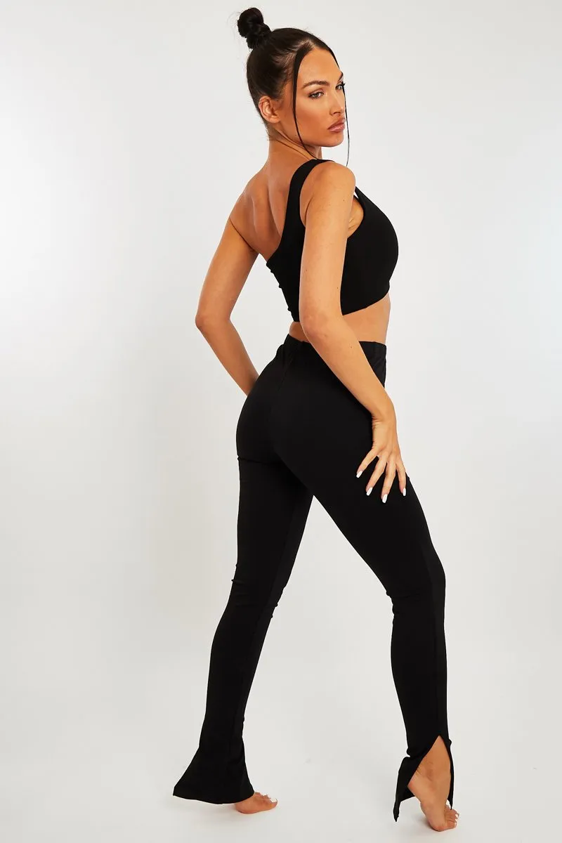 Black Side Split Leggings - Oliviah