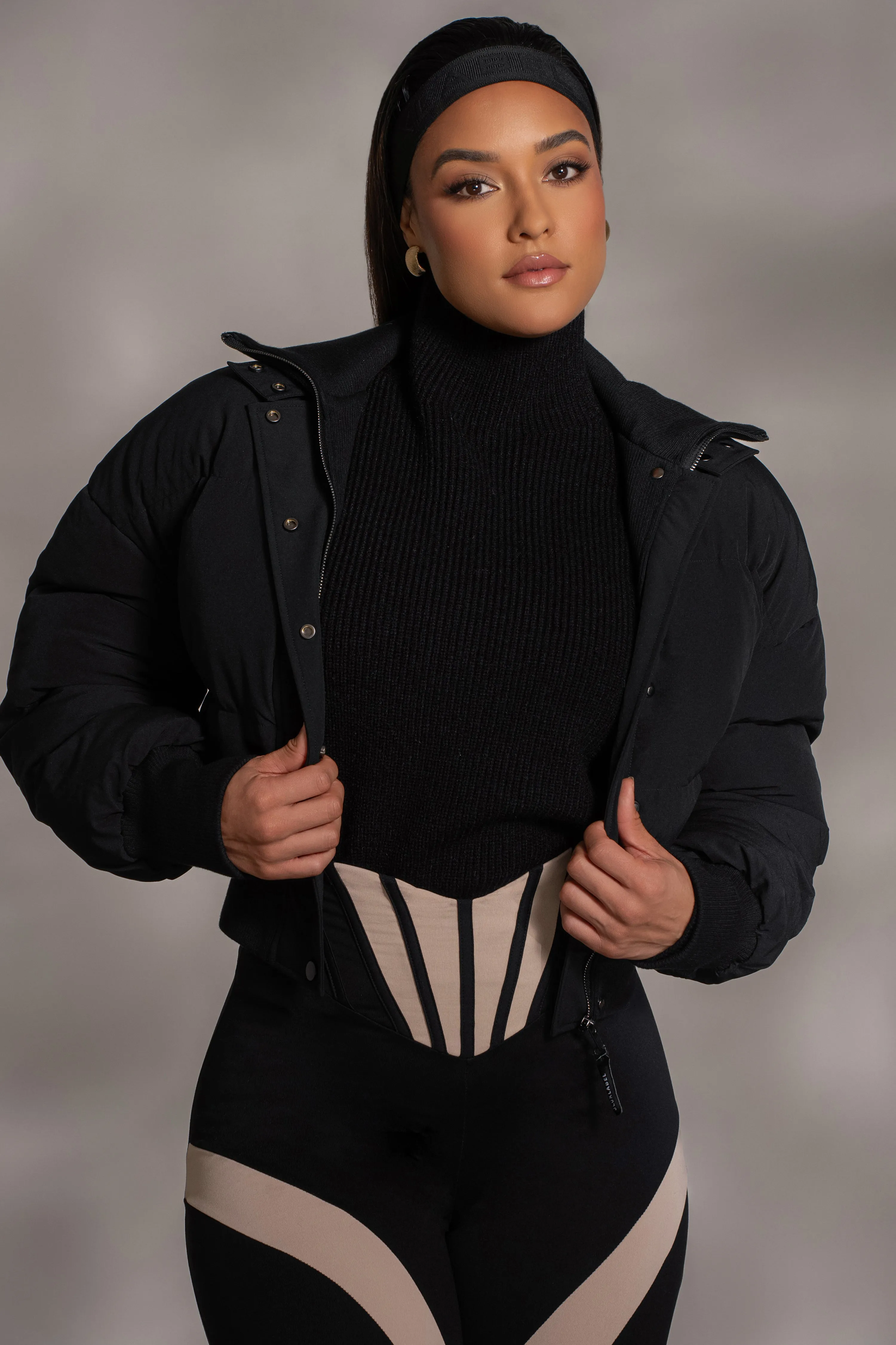 Black Stassie Ribbed Jacket