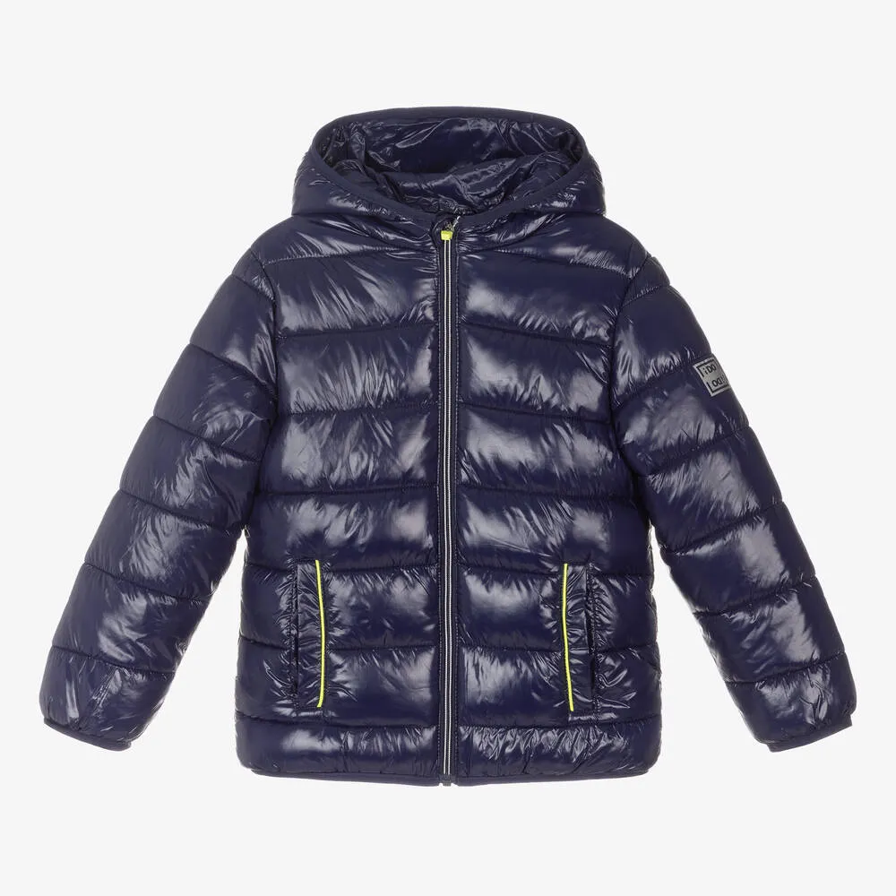 Blue Hooded Puffer Jacket