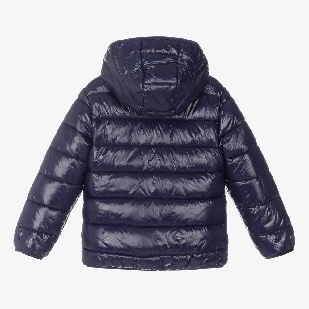 Blue Hooded Puffer Jacket