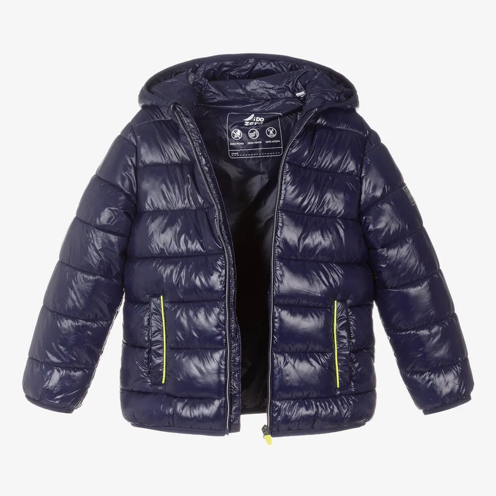 Blue Hooded Puffer Jacket