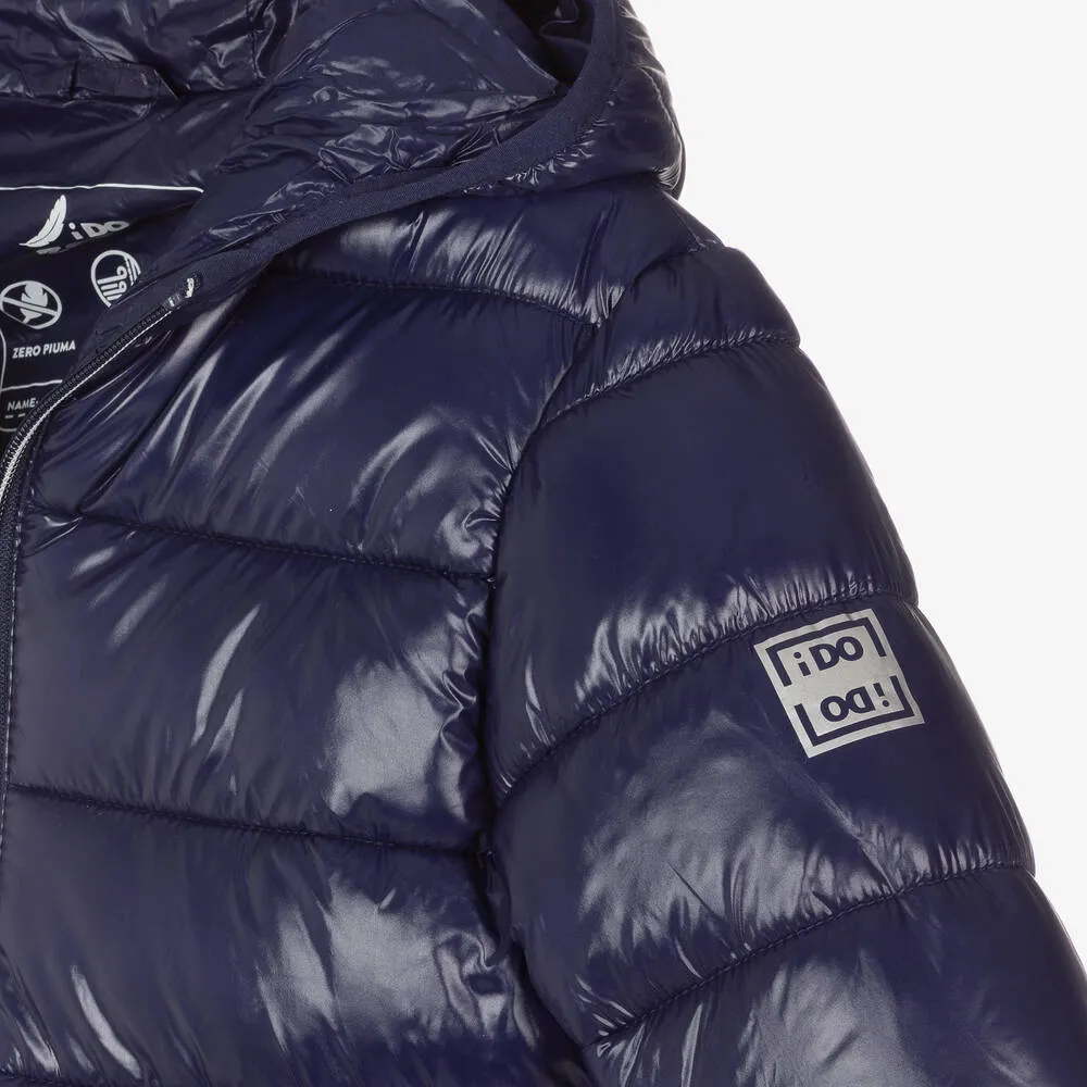 Blue Hooded Puffer Jacket