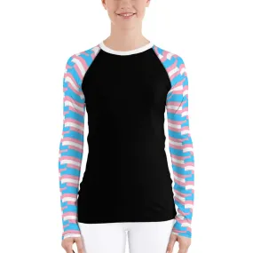 Blue Pink White Pride Mosaic Sleeves Light Compression Fit Boyfriend Base Layer Shirt