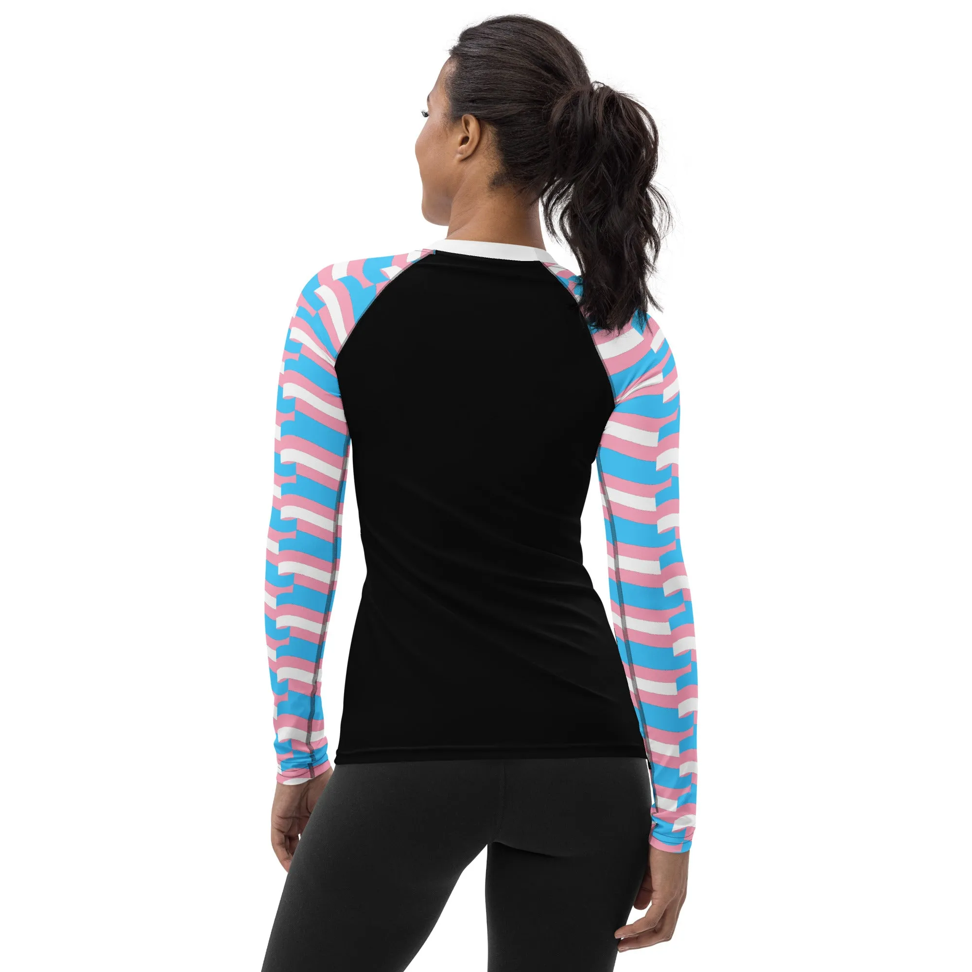 Blue Pink White Pride Mosaic Sleeves Light Compression Fit Boyfriend Base Layer Shirt