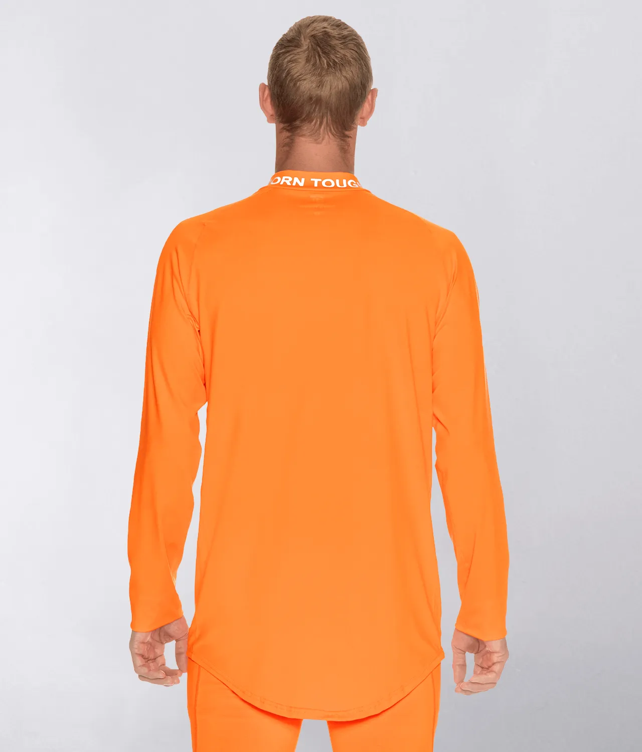 Born Tough Mock Neck Long Sleeve Base Layer Running Shirt For Men Orange