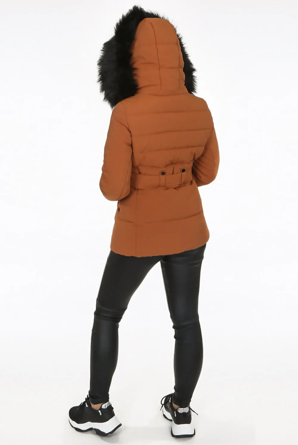 Camel Fitted Puffer Jacket