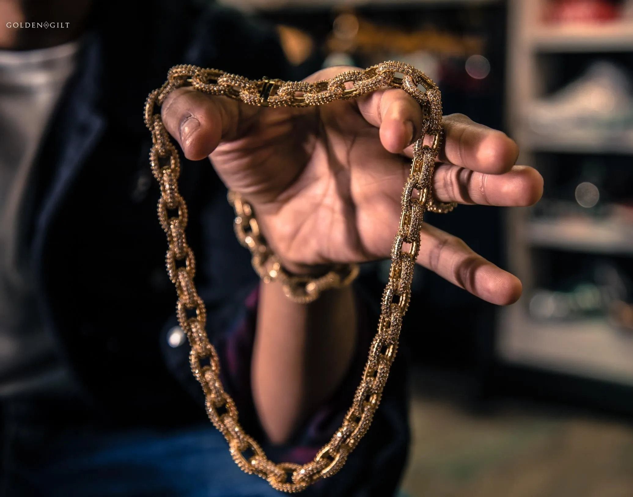 Chain Link 18K Gold Plated 14mm Golden Gilt Necklace