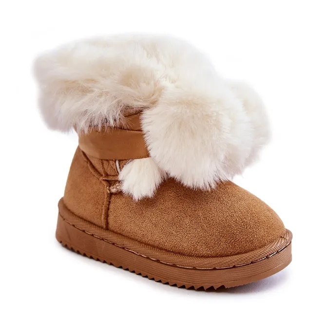 Children's Youth Warm Snow Boots Brown-White Roofy