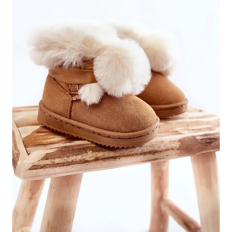 Children's Youth Warm Snow Boots Brown-White Roofy