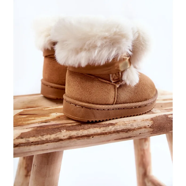 Children's Youth Warm Snow Boots Brown-White Roofy