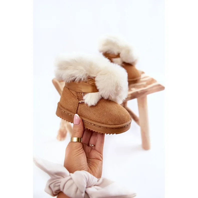 Children's Youth Warm Snow Boots Brown-White Roofy