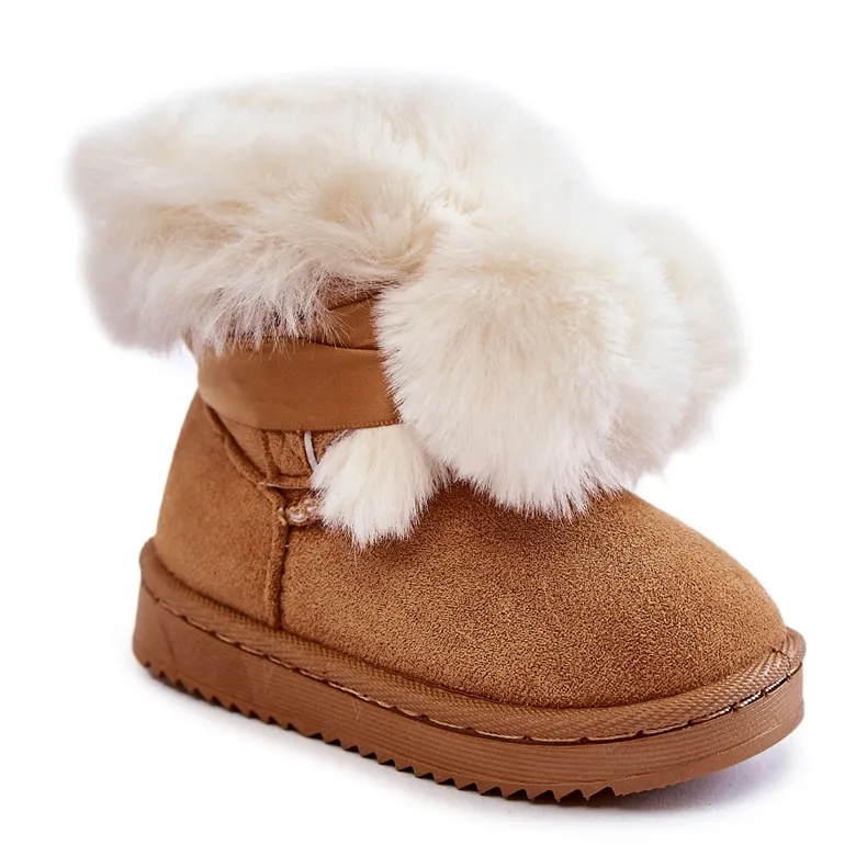 Children's Youth Warm Snow Boots Brown-White Roofy