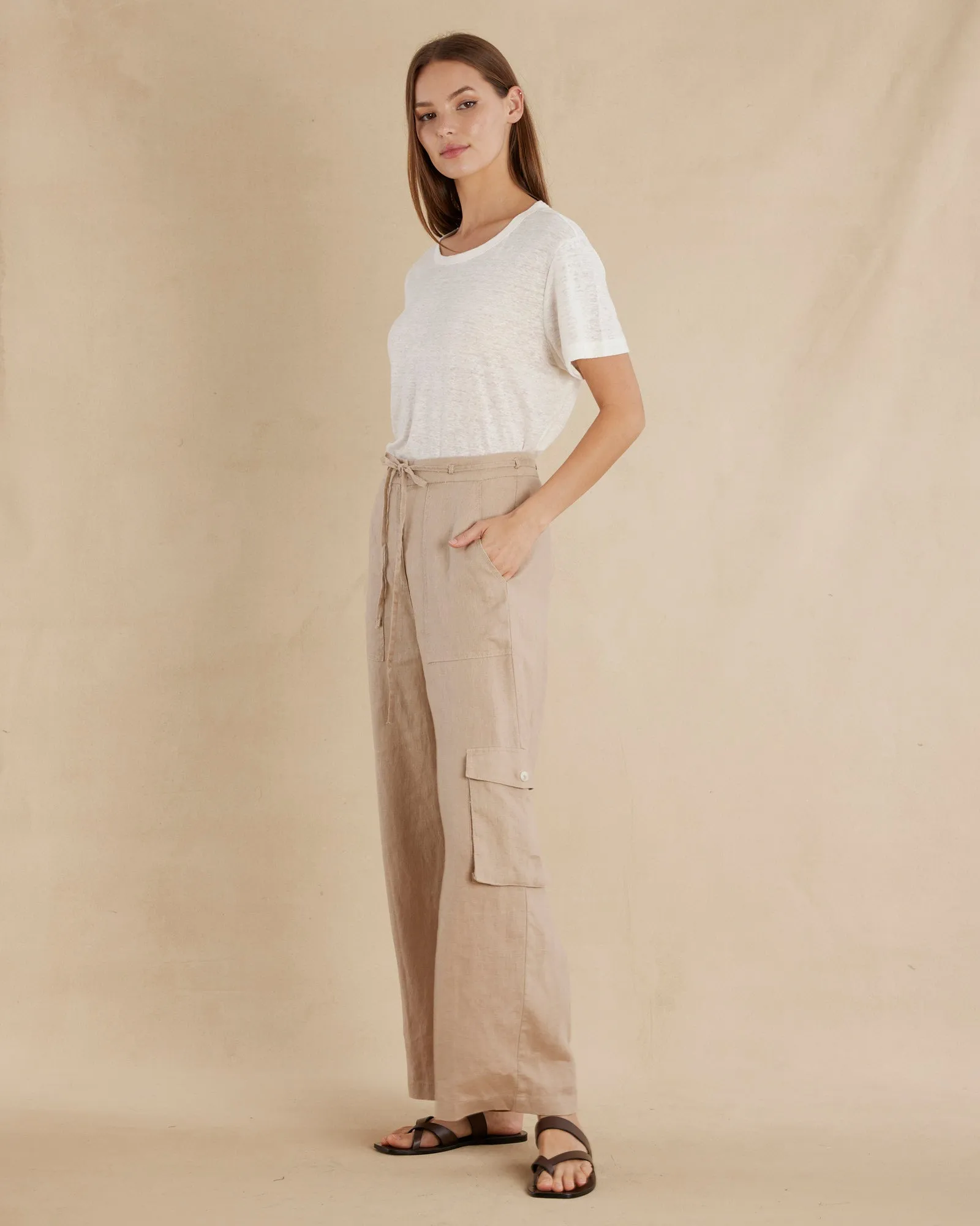 Ciel Linen Cargo Pant - Sand