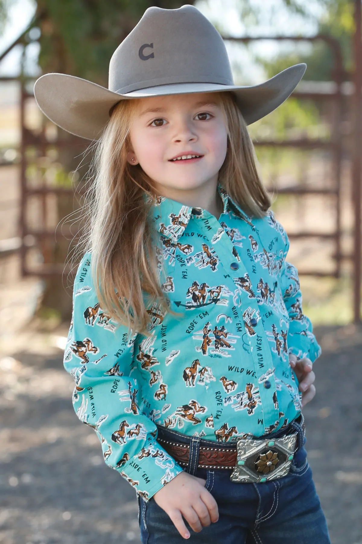 Cinch Girls Cowgirl Printed Long Sleeve Shirt