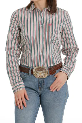 Cinch Womens Multi Colored Stripe Long Sleeve Shirt