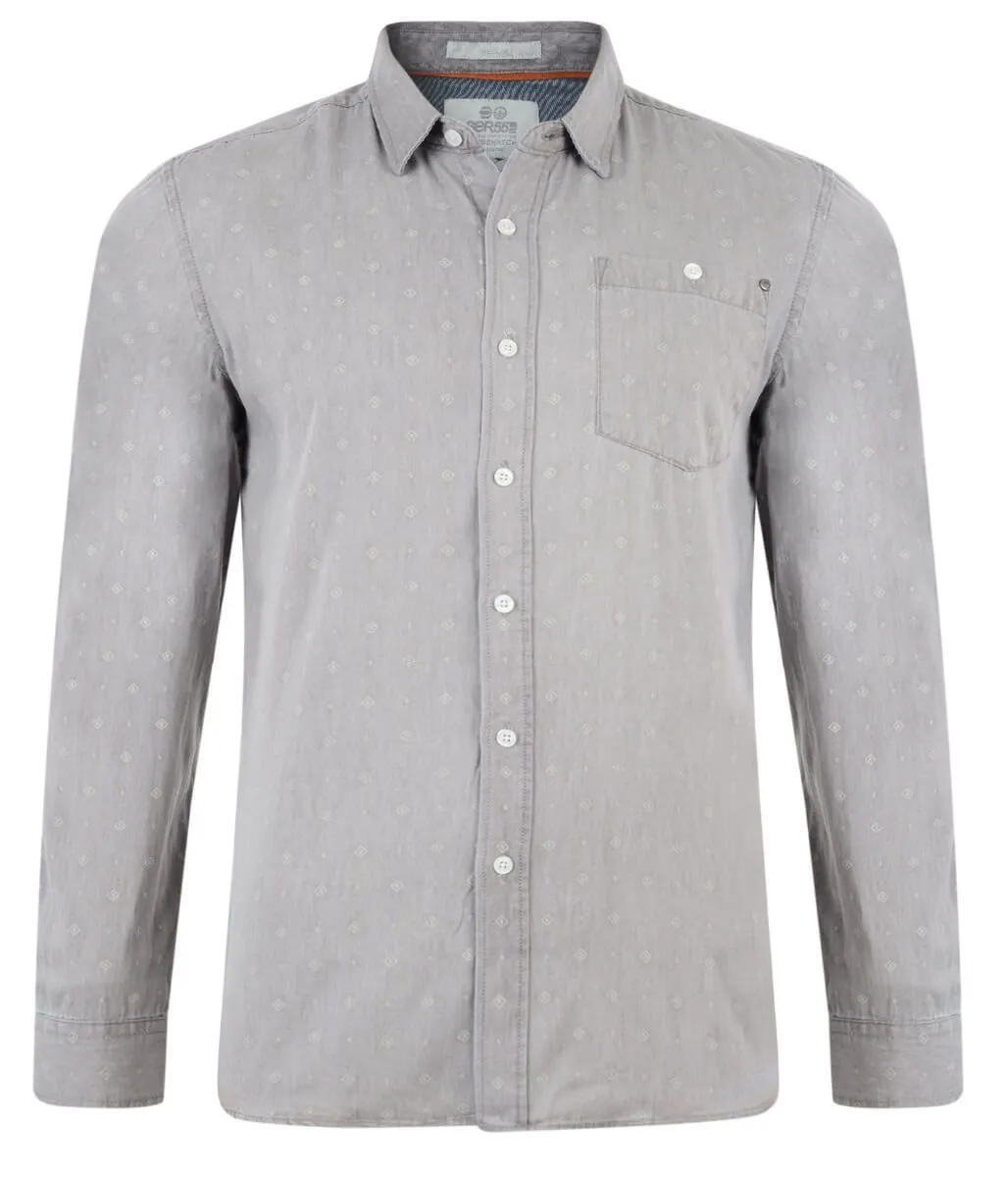 Crosshatch Printed Long Sleeve Shirt Light Grey