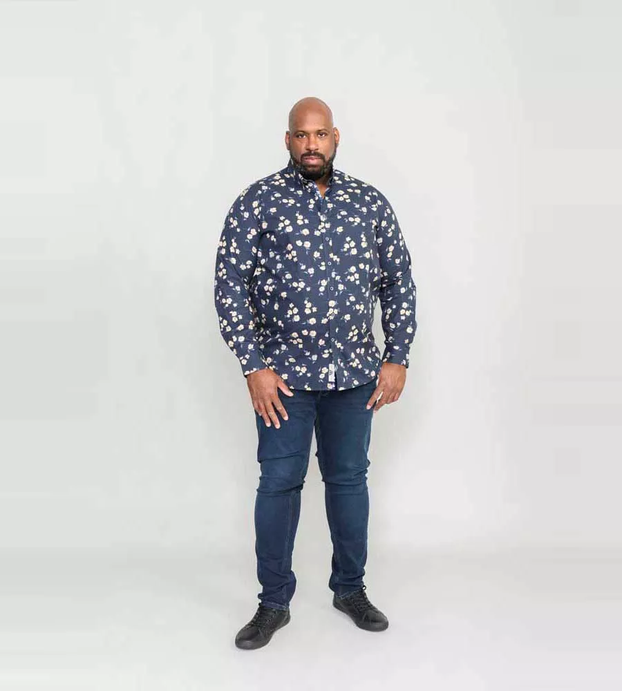 D555 Big Mens Long Sleeve Shirt With All Over Print (ROOKSEY)