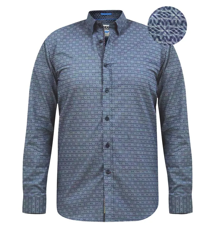 D555 Big Mens Long Sleeve Shirt With Geometric All Over Print (MANGALA)