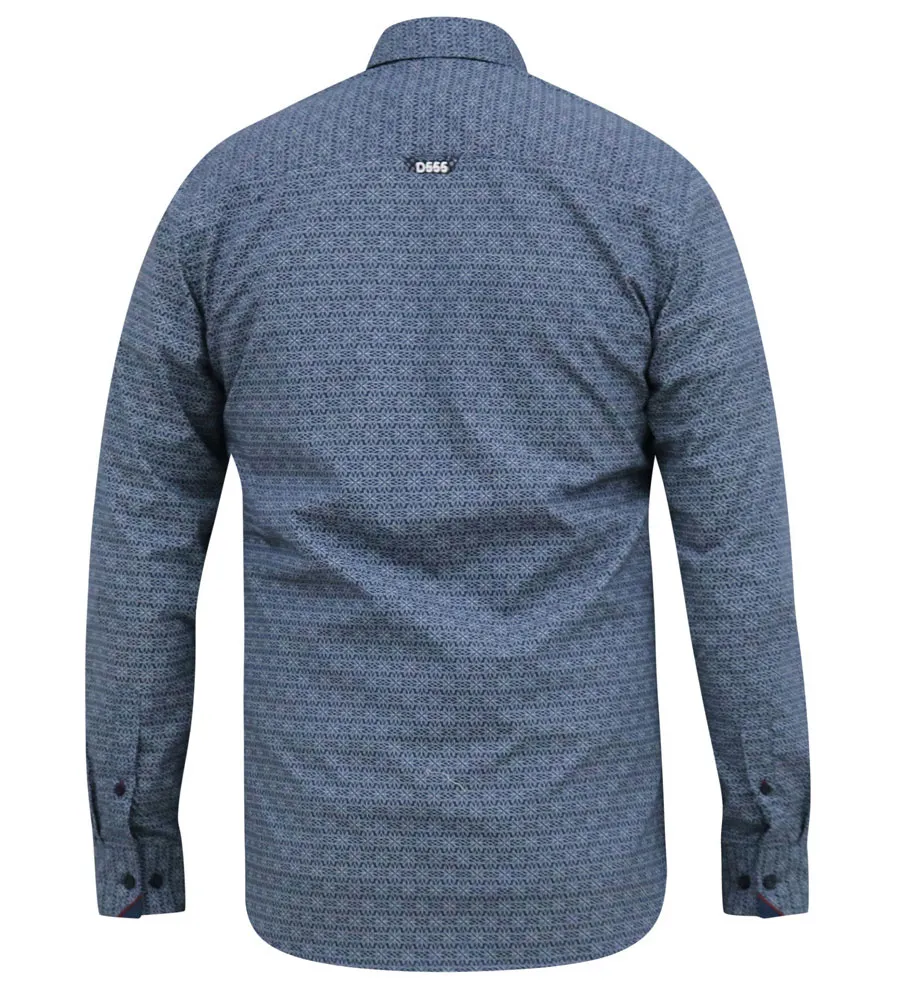 D555 Big Mens Long Sleeve Shirt With Geometric All Over Print (MANGALA)