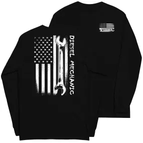 Diesel Mechanic American Flag Long Sleeve T-Shirt