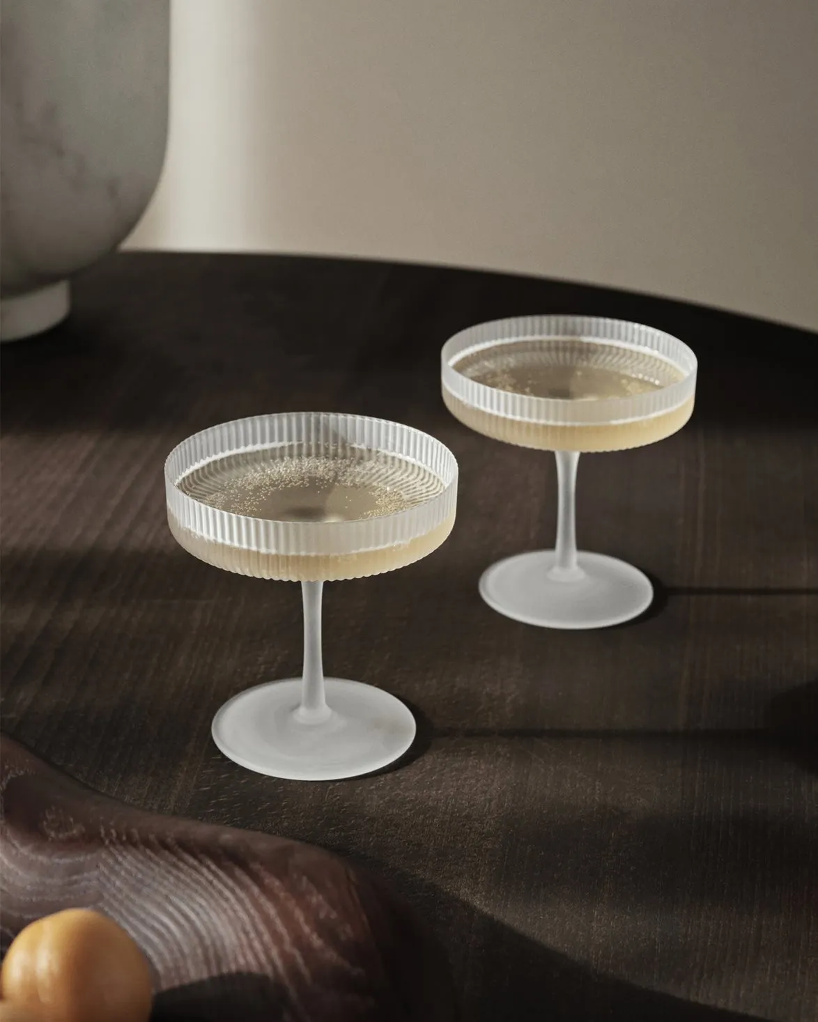 Ferm Living Ripple Champagne Saucer 2-Pack Frosted