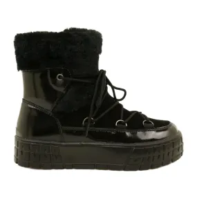 Filippo Lace-up snow boots with patent fur black