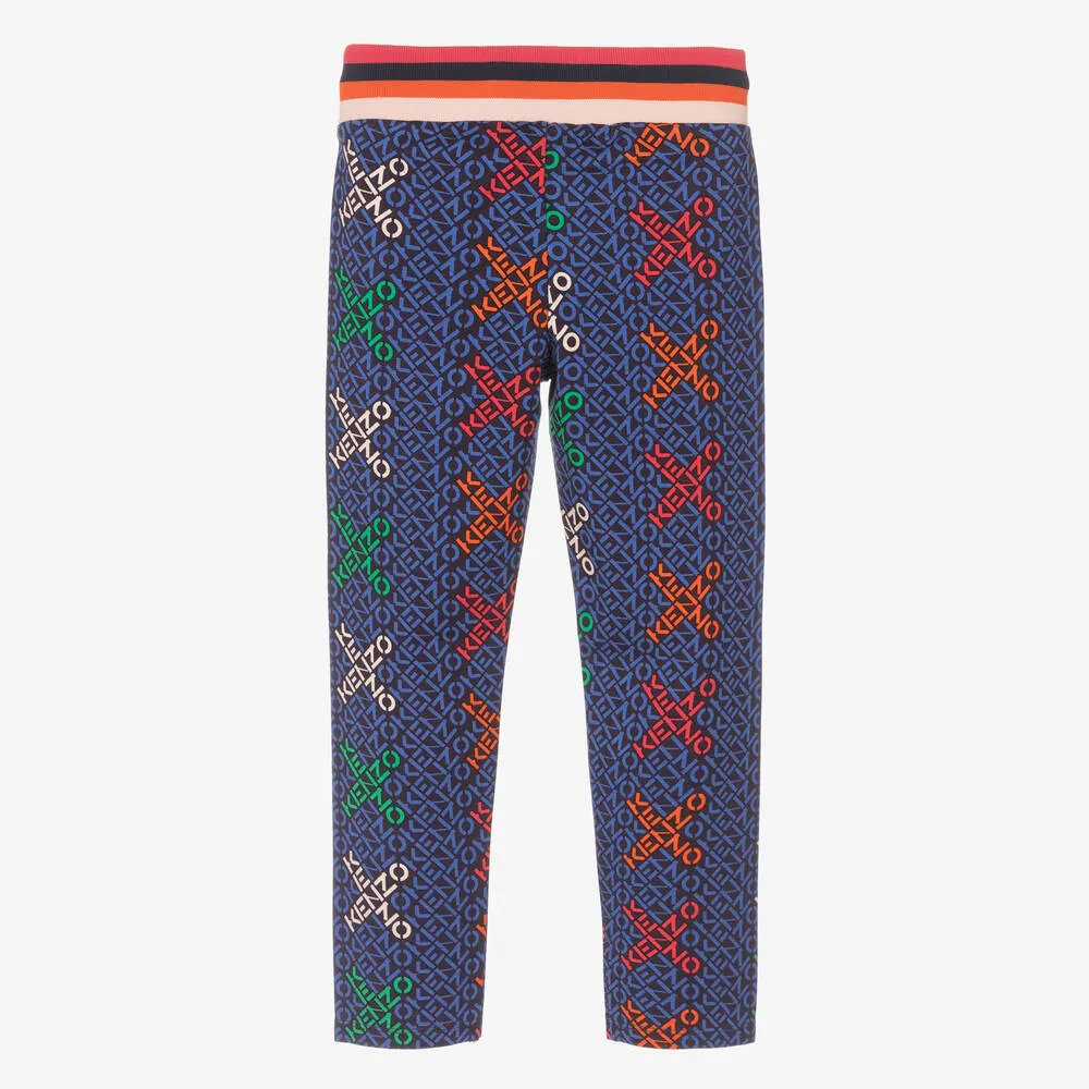 Girls Blue Cross Leggings