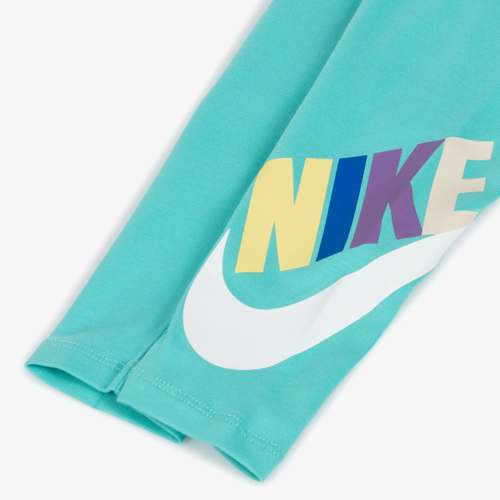 Girls Green Cotton Swoosh Leggings