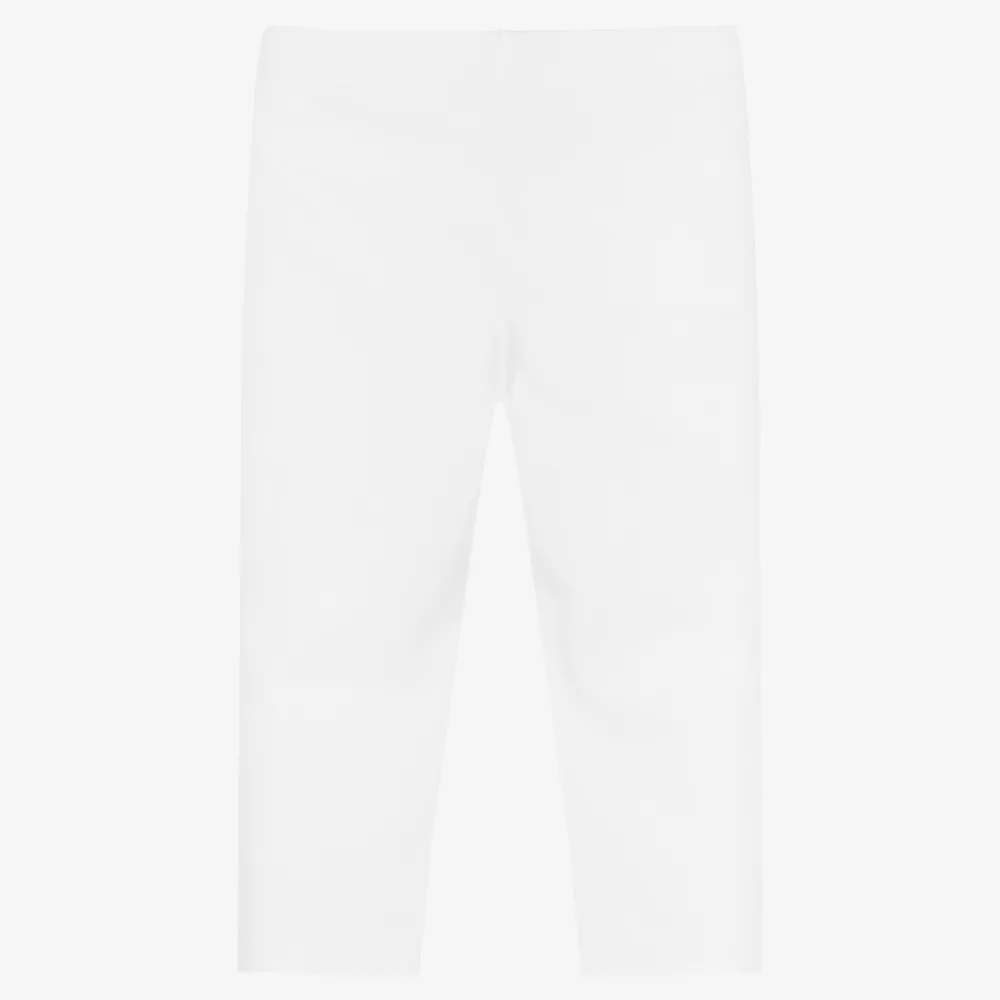 Girls White Cotton Leggings