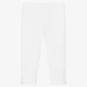 Girls White Cotton Leggings