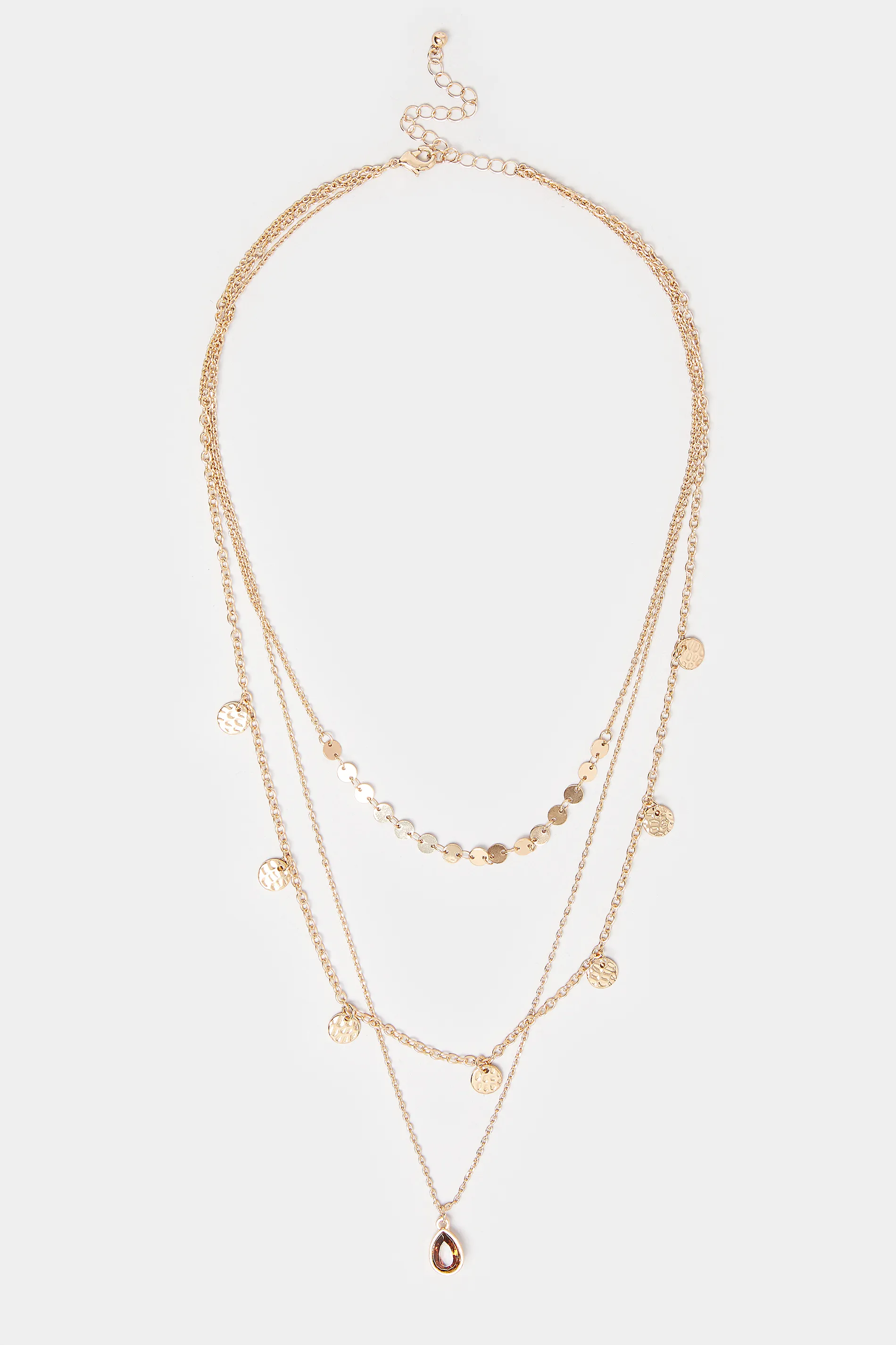 Gold Tone Triple Layer Circle Necklace