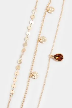 Gold Tone Triple Layer Circle Necklace