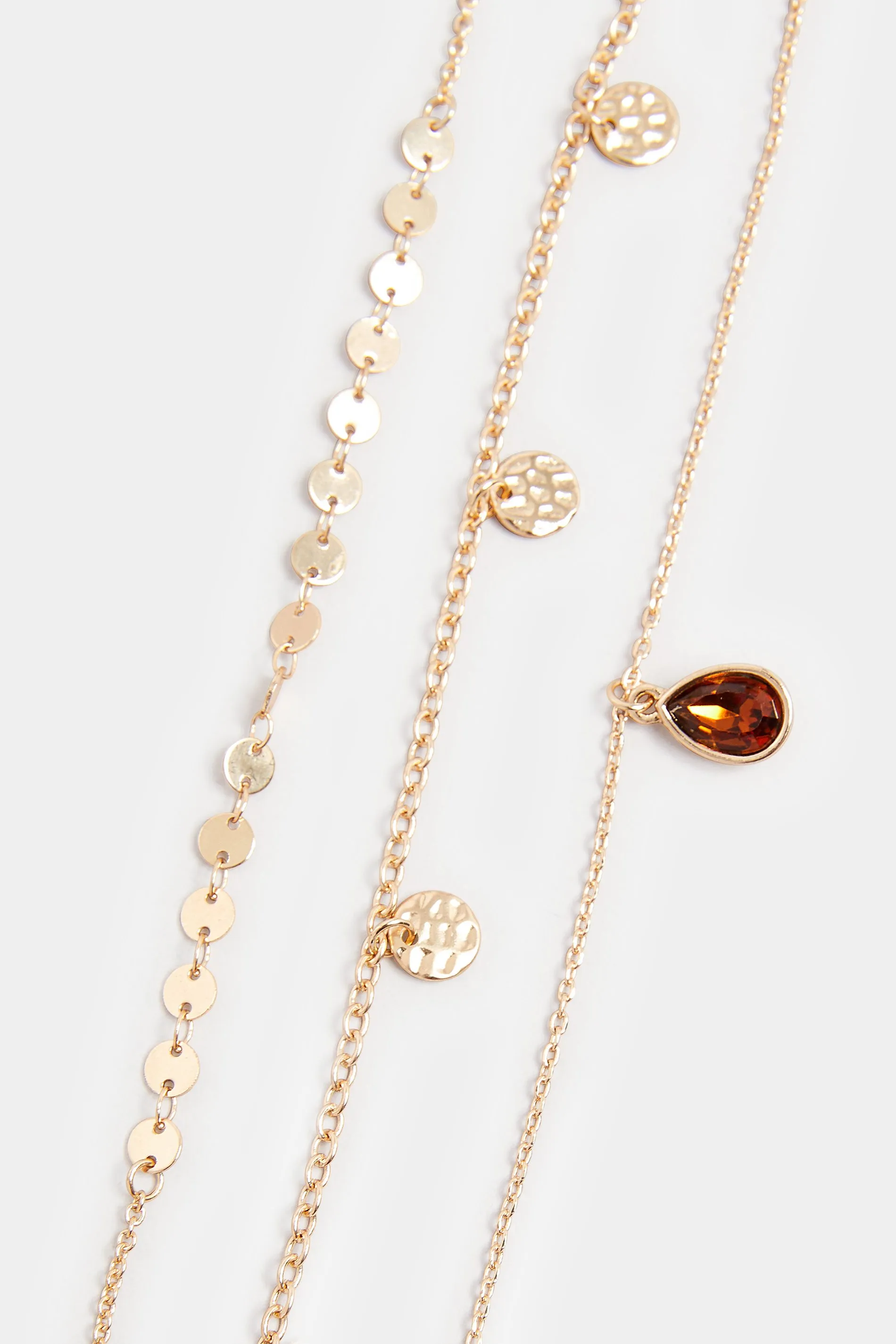 Gold Tone Triple Layer Circle Necklace